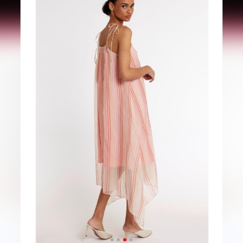 Joie Roisin Tie Strap Silk & Cotton Trapeze Dress - Picture 4 of 9